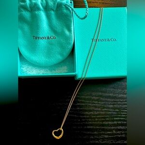Tiffany & Co. 16mm 18k Open Heart Necklace Elsa Peretti